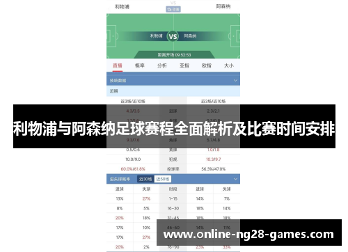 利物浦与阿森纳足球赛程全面解析及比赛时间安排